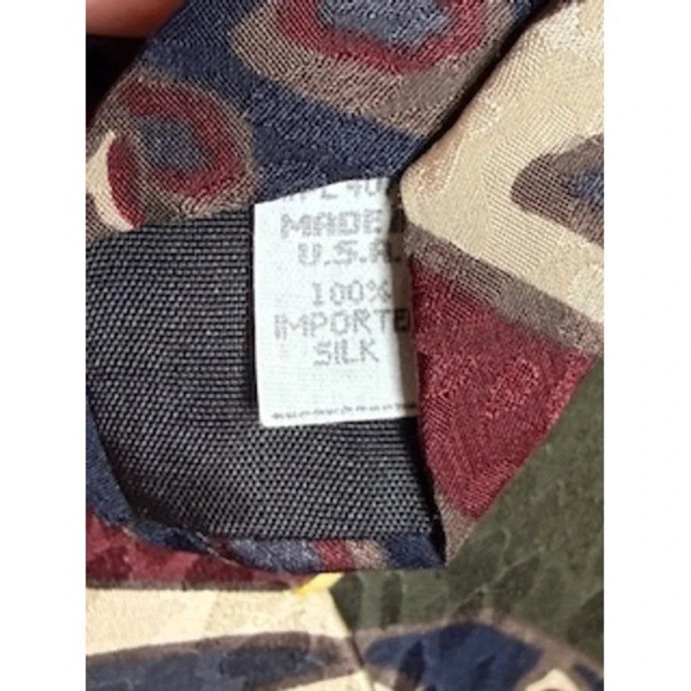 Oscar de la Renta Silk‎ Tie Couture Collection Italy Geometric Pattern